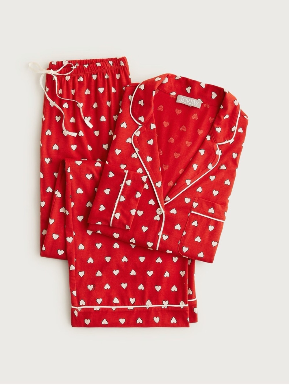 J. Crew Red Heart-Print Pajama Set Size XS